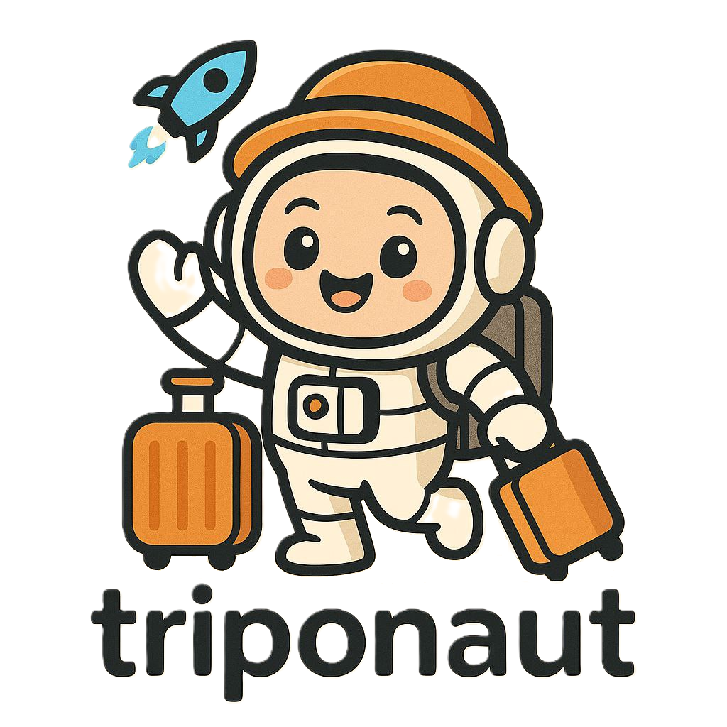 Triponaut mascot — a friendly astronaut with luggage